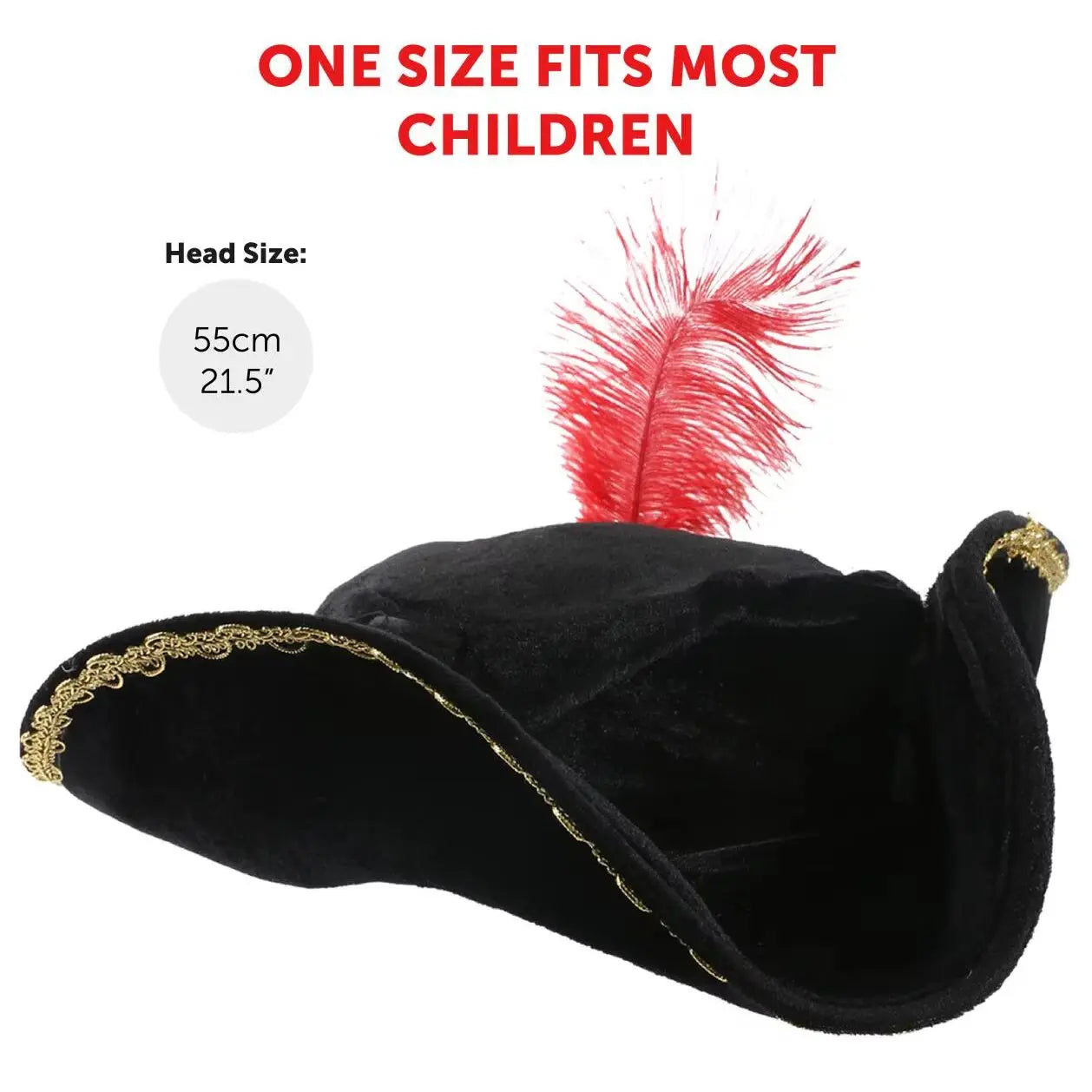Childs Highway Rat Costume - Black Cape, Black Tricorn Hat, Rabbit Nose, Black Eye Mask, Facepaint - Kids World Book Day