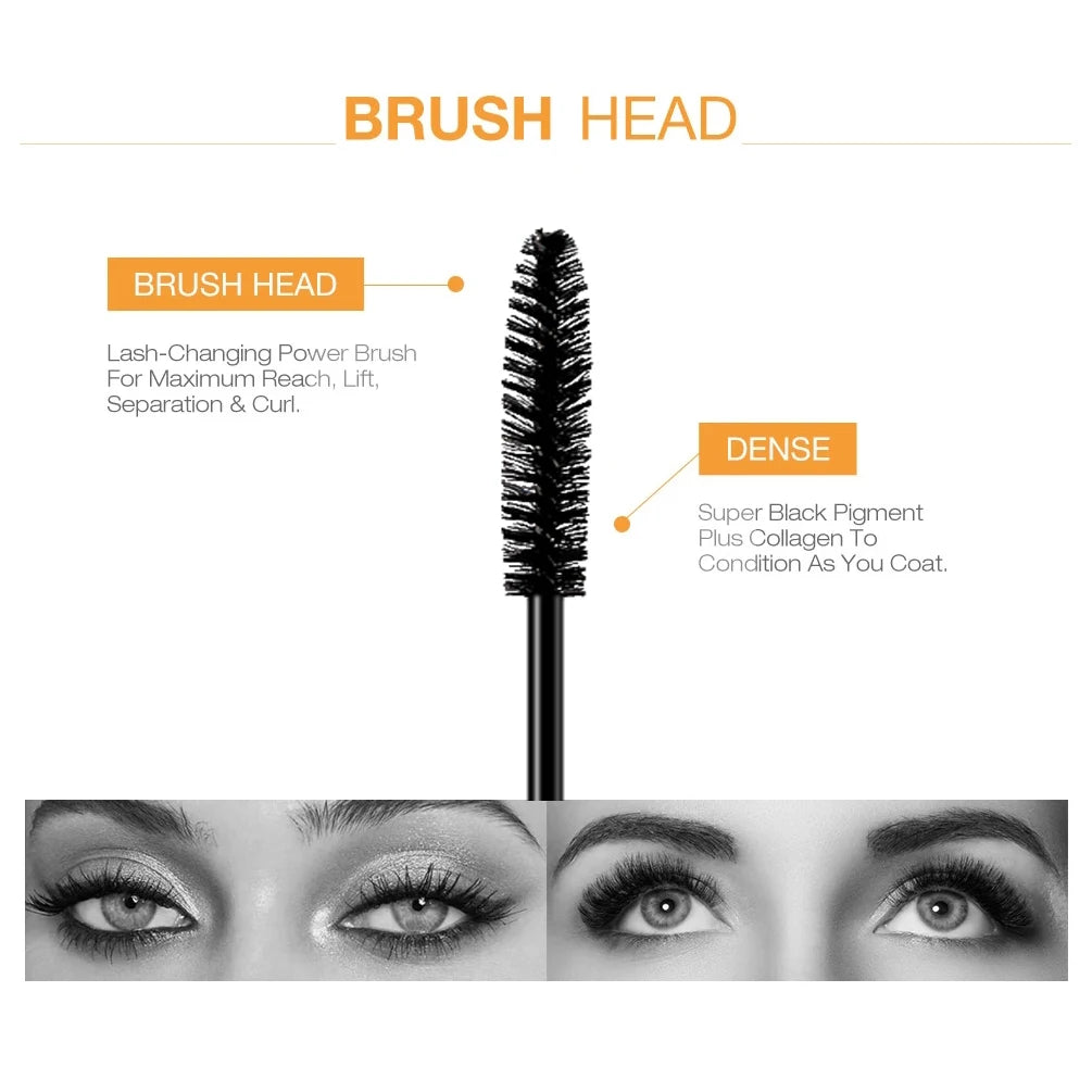 2pcs/set 4D Mascara Beauty Makeup Curling Black Lash Eyelash Extension Waterproof Liquid Volume Mascara Long-wearing Cosmetic