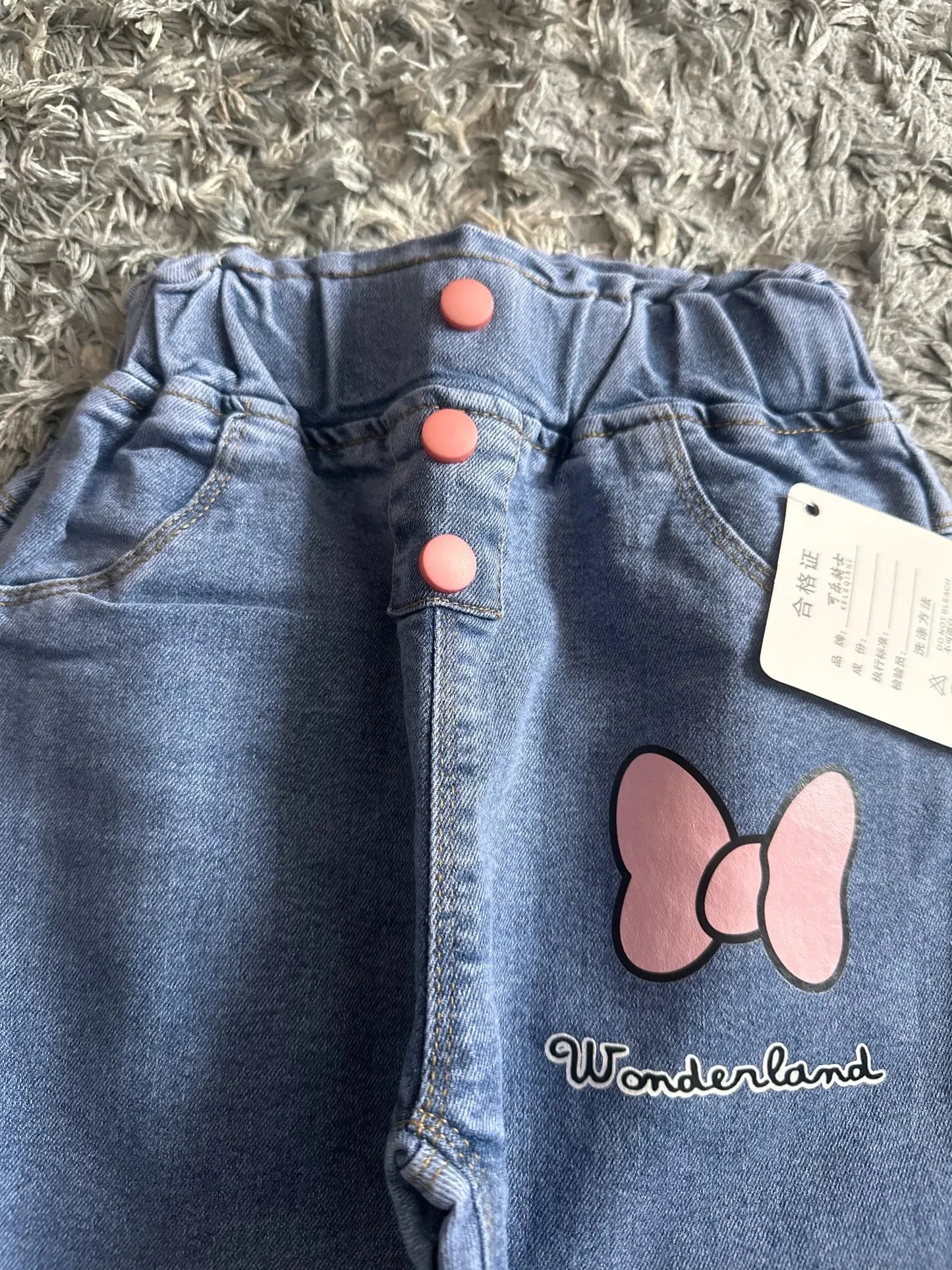 Kids Baby Girls Casual Clothes Jeans Pink Bow Trousers Toddler Infant Denim Clothing Pants Children Bottoms 1 2 3 4 5 6 Years