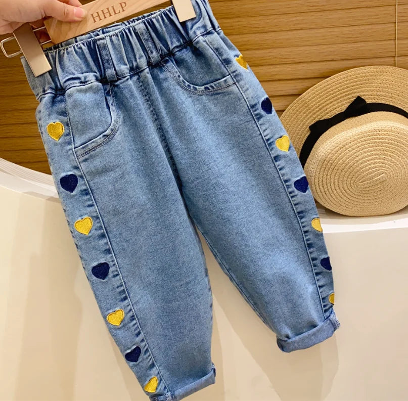 Spring Fashion Kids' Jeans for Casual Outfits Comfortable Cute Cartoon Rabbit Pattern Jeans for Girls Baby Girl Jeans