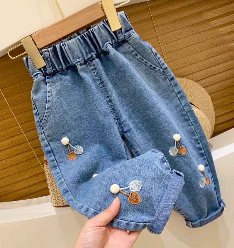 Spring Fashion Kids' Jeans for Casual Outfits Comfortable Cute Cartoon Rabbit Pattern Jeans for Girls Baby Girl Jeans
