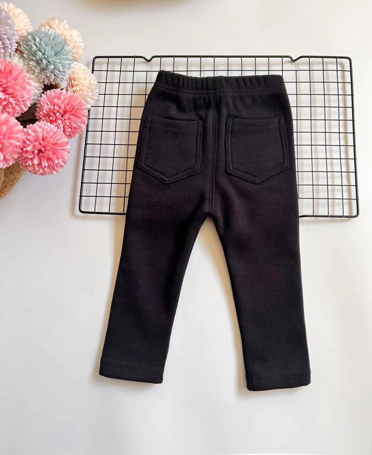 Children's Jeans Boys and Girls' Solid color Thin Velvet Elastic Belt Jeans Infant Elastic Denim Pants1-6Y