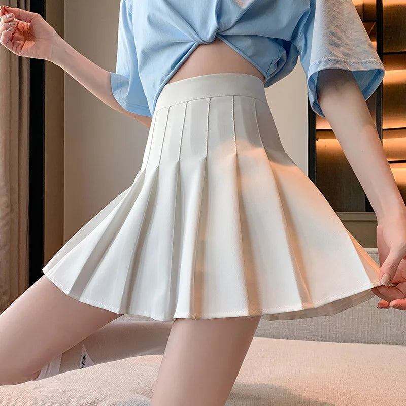 White Pleated Mini Skirt – High Waist, Summer Fashion, A-Line Style