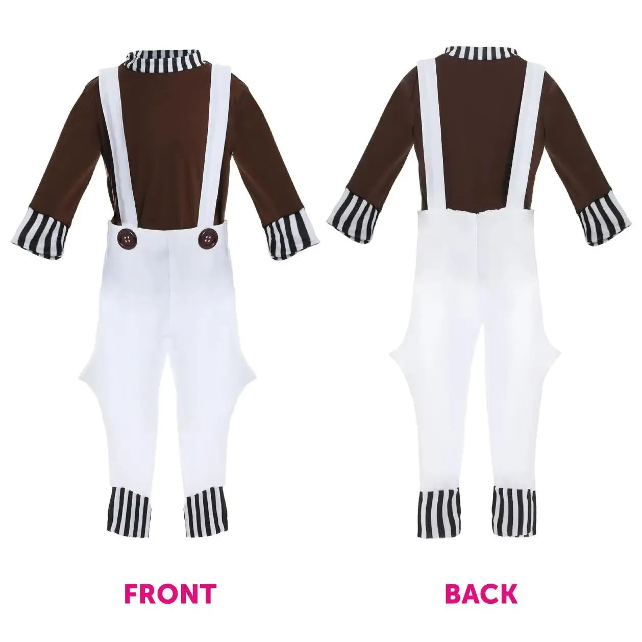 Boys Chocolate Factory Worker - Brown Top, White Dungarees- Kids World Book Day Book Week Fancy Dress Costume