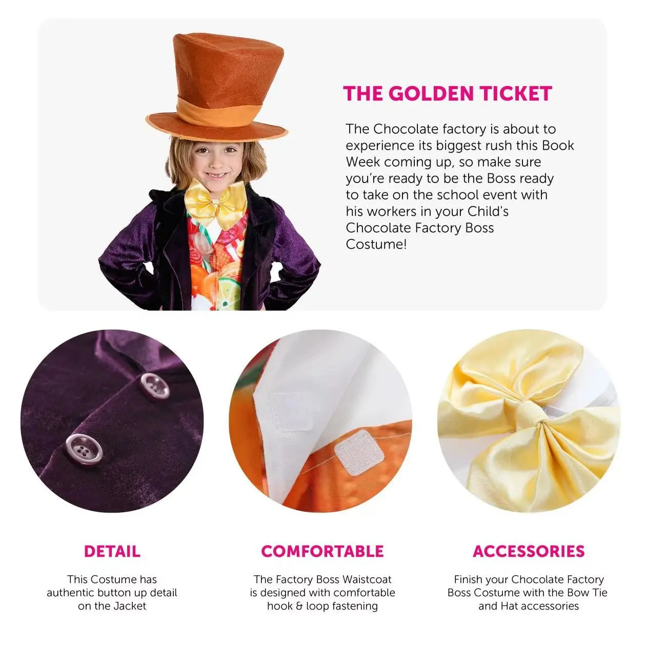 Chocolate Factory Boss Costume For Boys - Kids Chocolate Factory Fancy Dress - For World Book Day - Book Week