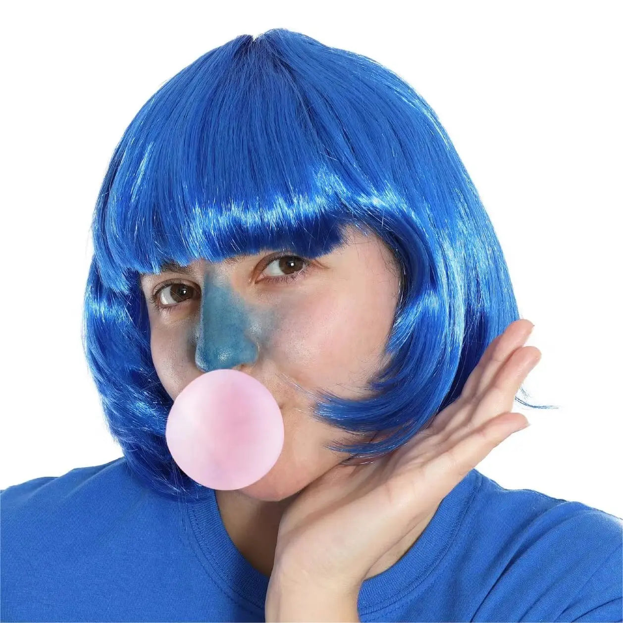 Blue Golden Ticket Winner Set - Blue Bob Wig and Blue Face Paint - Violet Costume Set -World Book Day/ Book Week