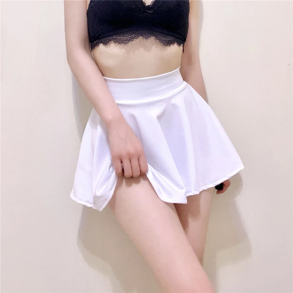 Shorts Pleated Skirts Women Dance Yoga Red Black Mini Drape Pleated High Waist Skirt Female Without Lining