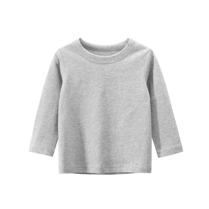 7 Colours Children's T-shirt Cotton Long Sleeve Solid Colour Base Coat Leisure Wear Boys Girls Tops Kids Clothes