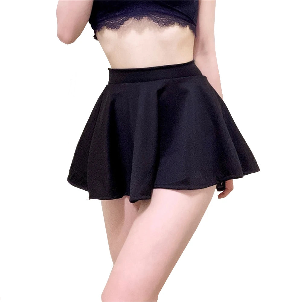 Shorts Pleated Skirts Women Dance Yoga Red Black Mini Drape Pleated High Waist Skirt Female Without Lining