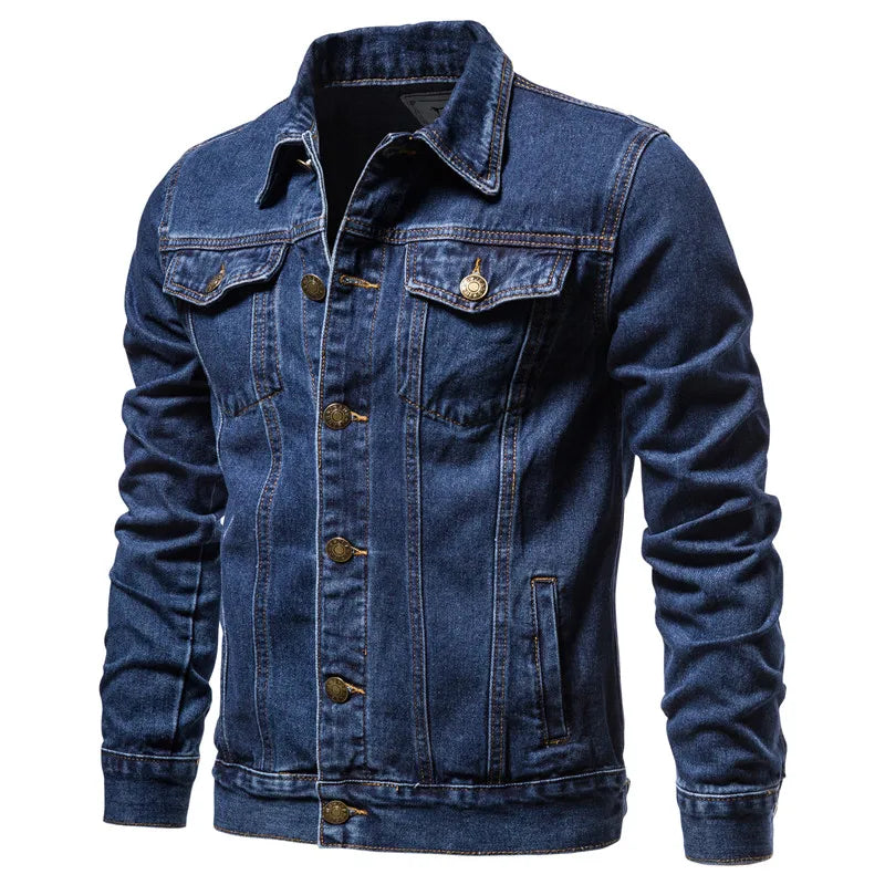 Denim Jacket Men Fashion Motorcycle Jeans Jackets Mens Causal Oversized Cotton Casual Black Blue Denim Jacket Man Outerwear Coat