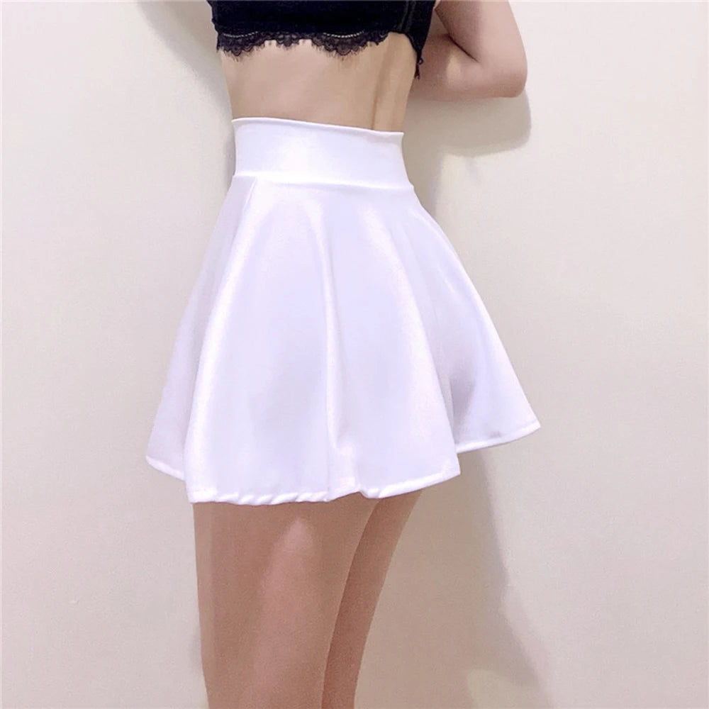 Shorts Pleated Skirts Women Dance Yoga Red Black Mini Drape Pleated High Waist Skirt Female Without Lining