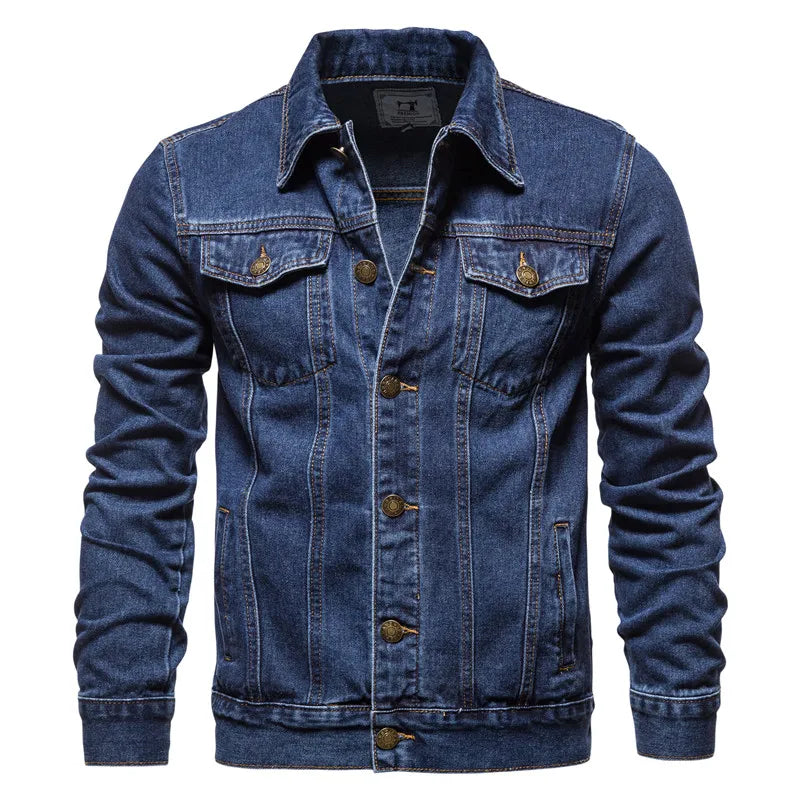 Denim Jacket Men Fashion Motorcycle Jeans Jackets Mens Causal Oversized Cotton Casual Black Blue Denim Jacket Man Outerwear Coat