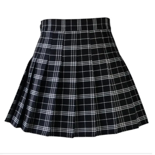 Women Casual Plaid Skirt Girls High Waist Pleated A-line Fashion Uniform Skirt With Inner Shorts