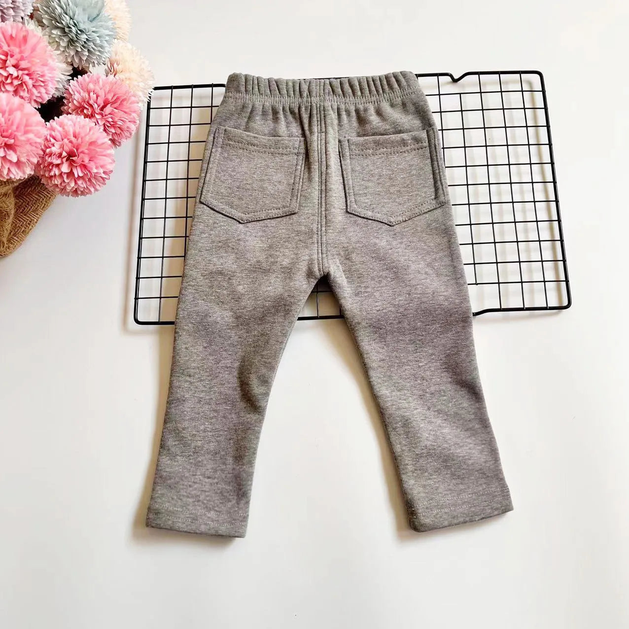 Children's Jeans Boys and Girls' Solid color Thin Velvet Elastic Belt Jeans Infant Elastic Denim Pants1-6Y