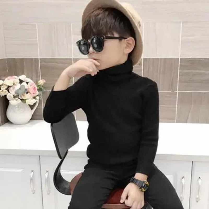 Baby Girls Winter Turtleneck Knitted Sweaters Clothes 2024 Autumn Children Boys Pullover Kids Knitwear