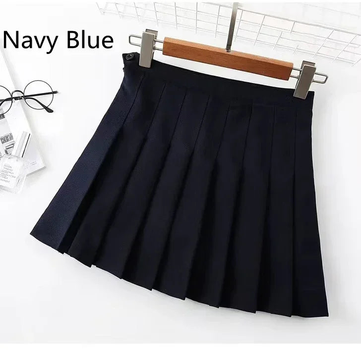 Women Casual Plaid Skirt Girls High Waist Pleated A-line Fashion Uniform Skirt With Inner Shorts