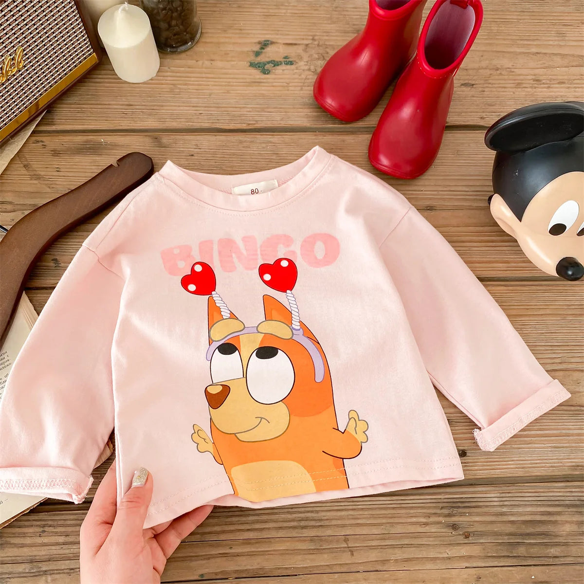 Trendy Brand Disney Children T-shirt Long-sleeved Tops Spring/autumn Clothing Kids Bottoming Shirt Cartoon Crewneck Girl Blouse