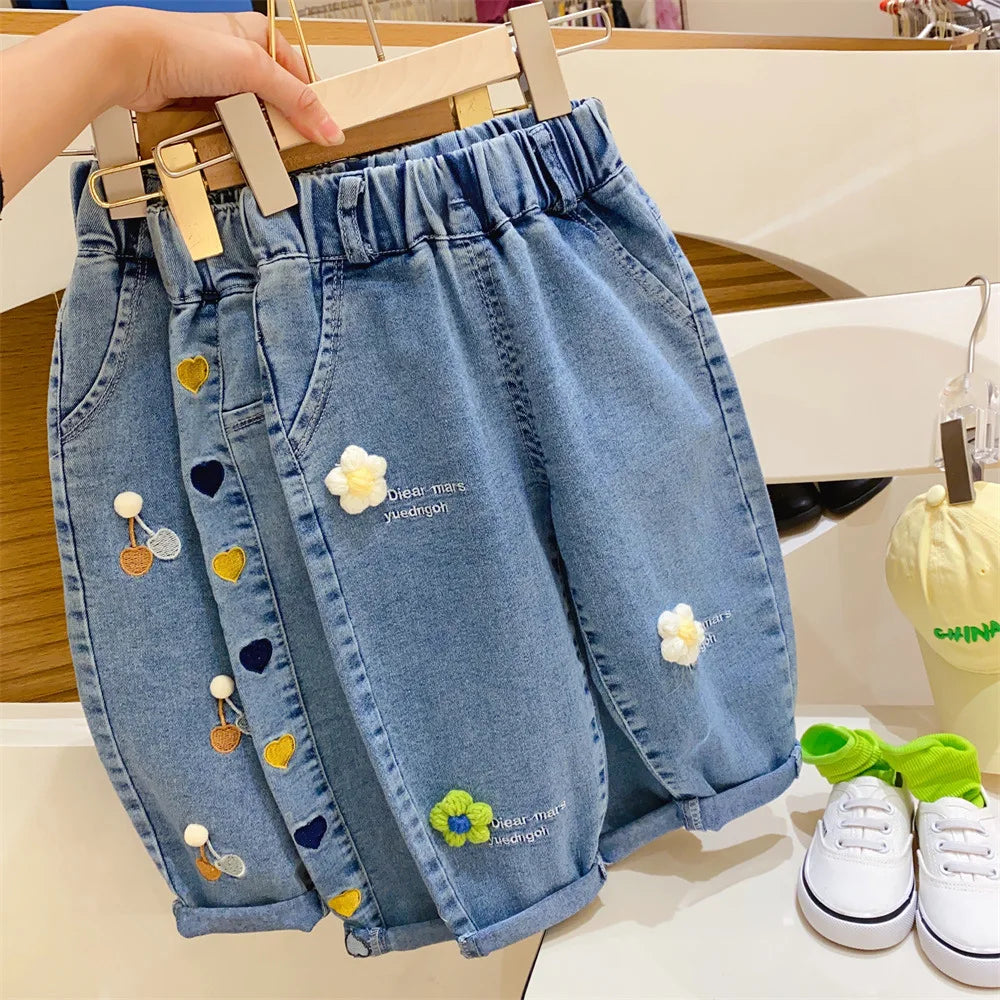 Spring Fashion Kids' Jeans for Casual Outfits Comfortable Cute Cartoon Rabbit Pattern Jeans for Girls Baby Girl Jeans