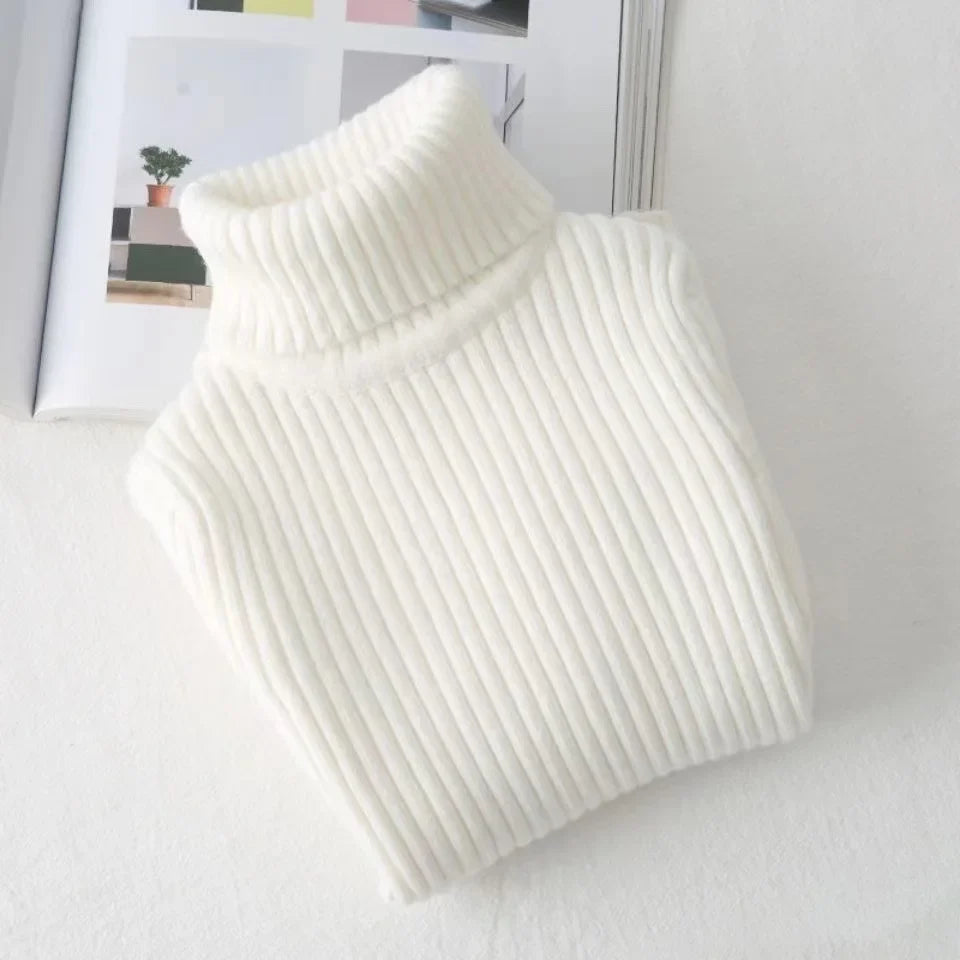 Baby Girls Winter Turtleneck Knitted Sweaters Clothes 2024 Autumn Children Boys Pullover Kids Knitwear