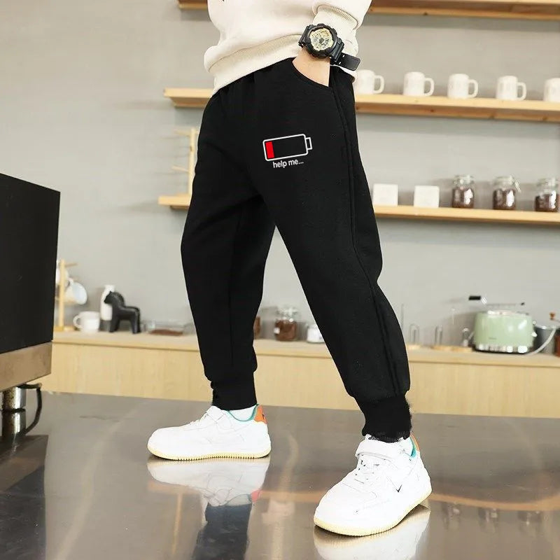 2024 Spring Children Trousers for Boys Kids Cotton Low/Full Battery Casual Sport Long Pants Sweatpants 3 to 14 Years Kids