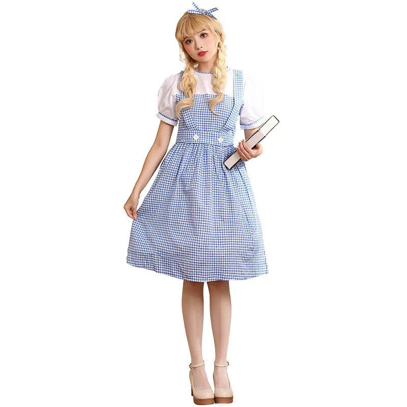 Umorden Blue Gingham Dorothy Costume for Girls Child Kids Farm Dress Short Halloween Book Week Fantasia Costumes