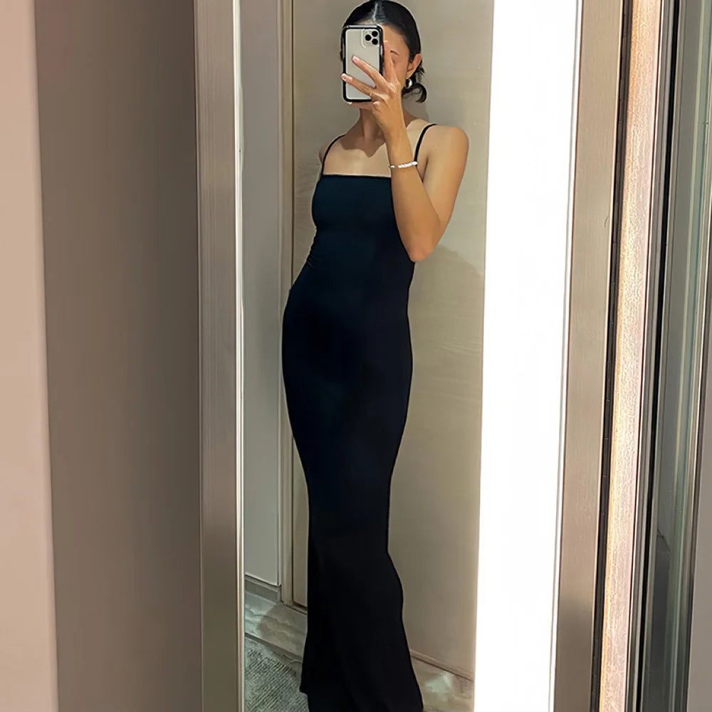 Casual Lounge Slip Long Dress Sexy Sleeveless Backless Bodycon Maxi Dresses