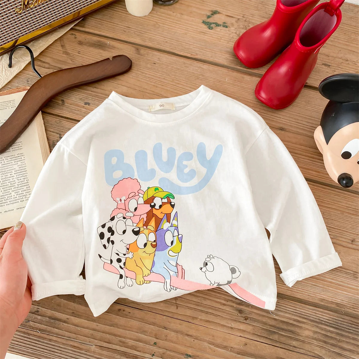 Trendy Brand Disney Children T-shirt Long-sleeved Tops Spring/autumn Clothing Kids Bottoming Shirt Cartoon Crewneck Girl Blouse