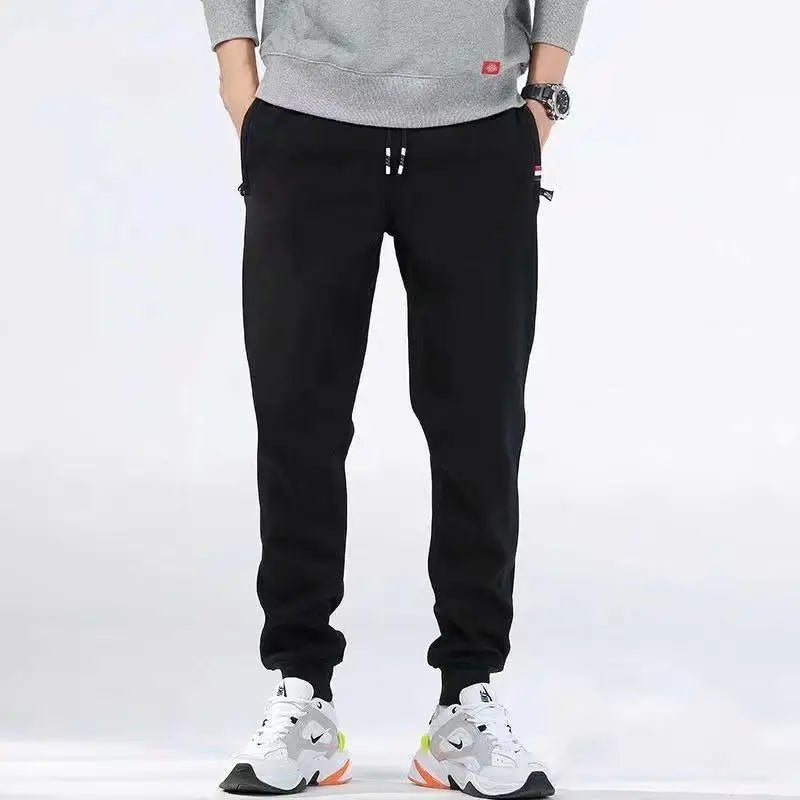 Winter Men's Cotton Tight Track Pants Fleece-Lined Thick Lambskin Knitted Sweatpants Casual Pants Men's Factory Direct Supply