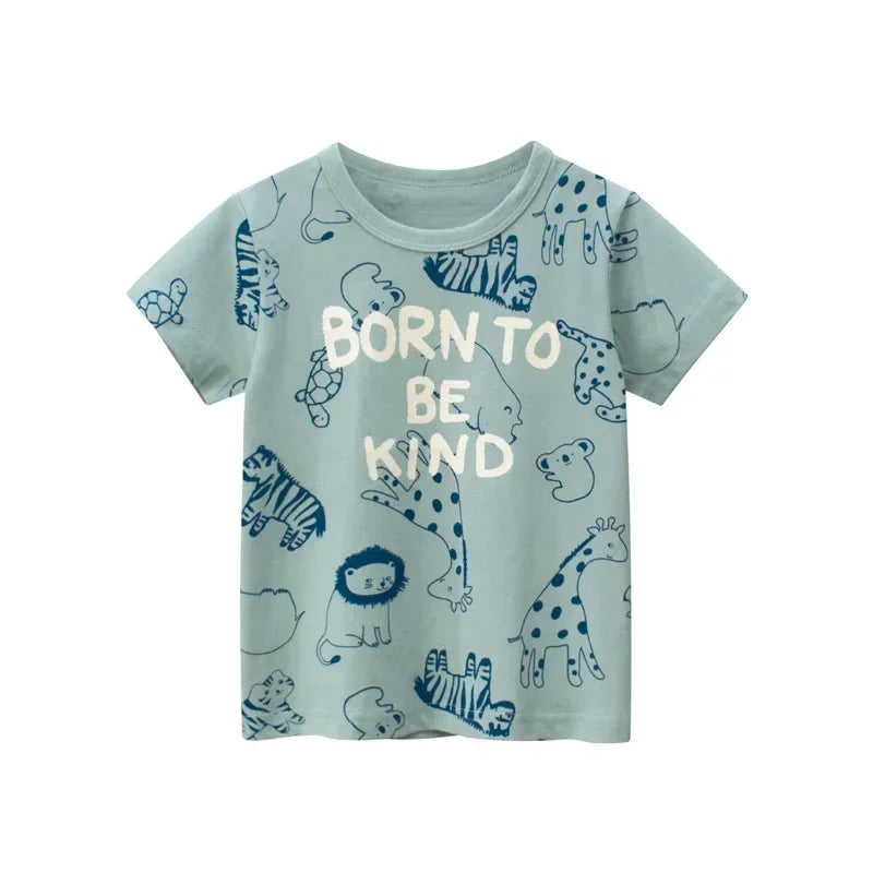 2025 Children's T-Shirt for Boys Girls Kids Shirts Baby Short Sleeve Full Print Toddler Cotton Cartoon Car Tee Tops Clothing