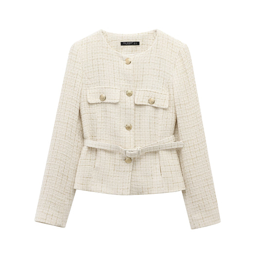 TRAFSHE Women Tweed Single Breasted Elegant Jackets Coat Long Sleeve Plaid Jacket Woman Clothing Outdoor Clothes 2409113
