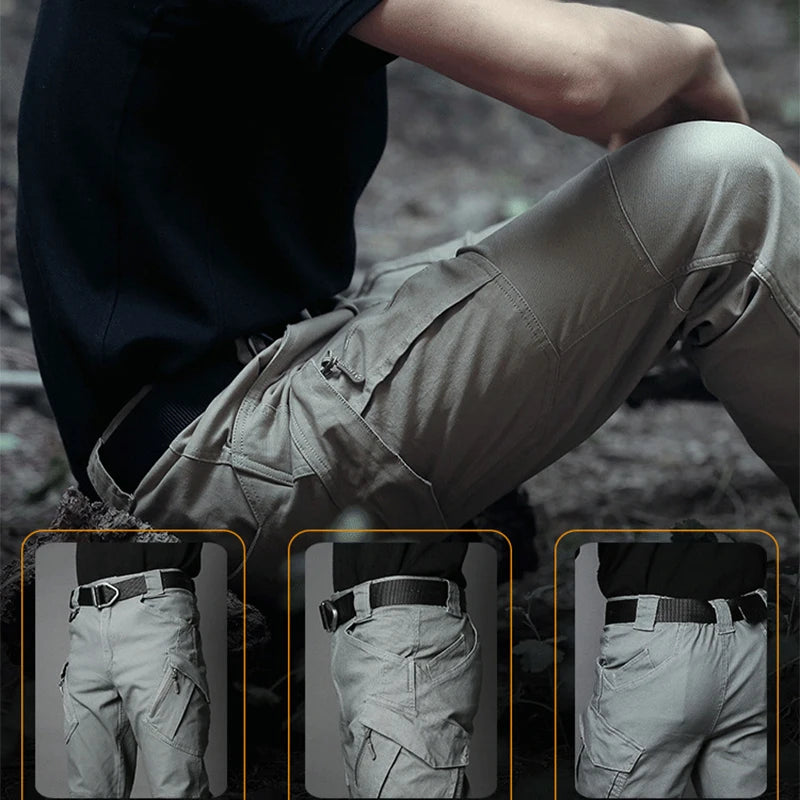 Men City Pants Cargo Trousers Multi-pocket Waterproof Wear-resistant Casual Training Overalls  Fat Cargo Quick Dry Pants