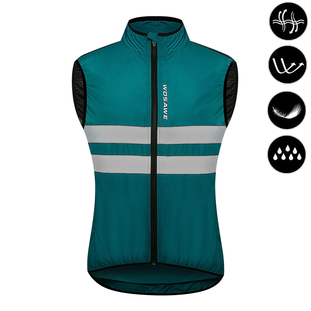 WOSAWE Cycling Windbreaker Men Packable Windproof Reflevtive Jacket Running Biking Hiking Riding Wind Coat MTB Bicycle Jersey