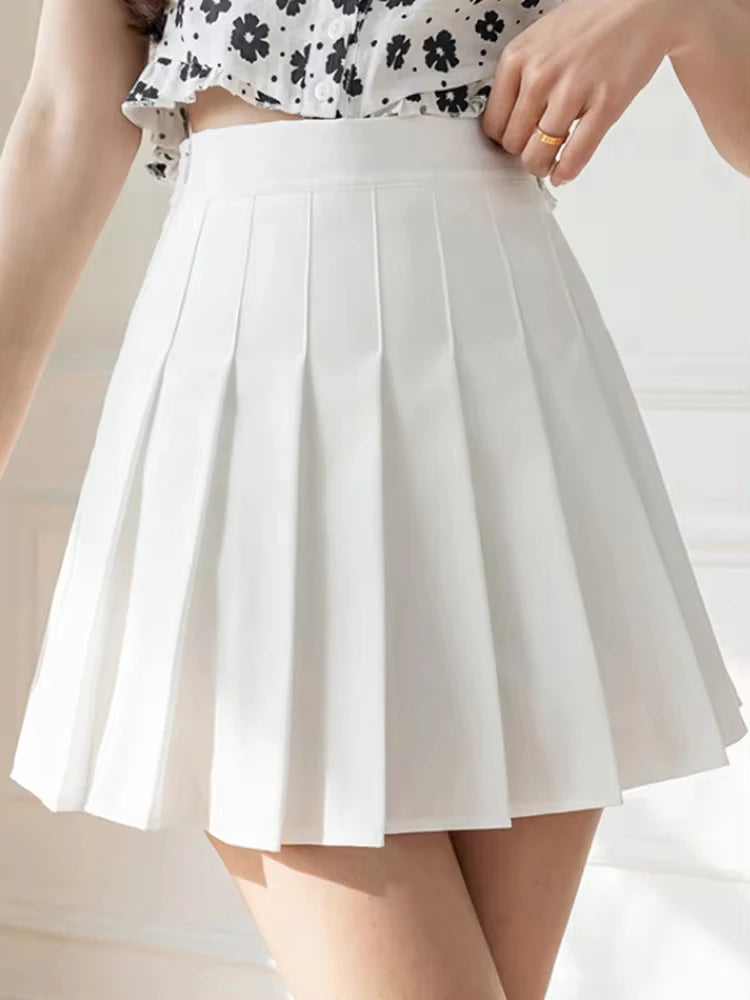 White Pleated Mini Skirt – High Waist, Summer Fashion, A-Line Style