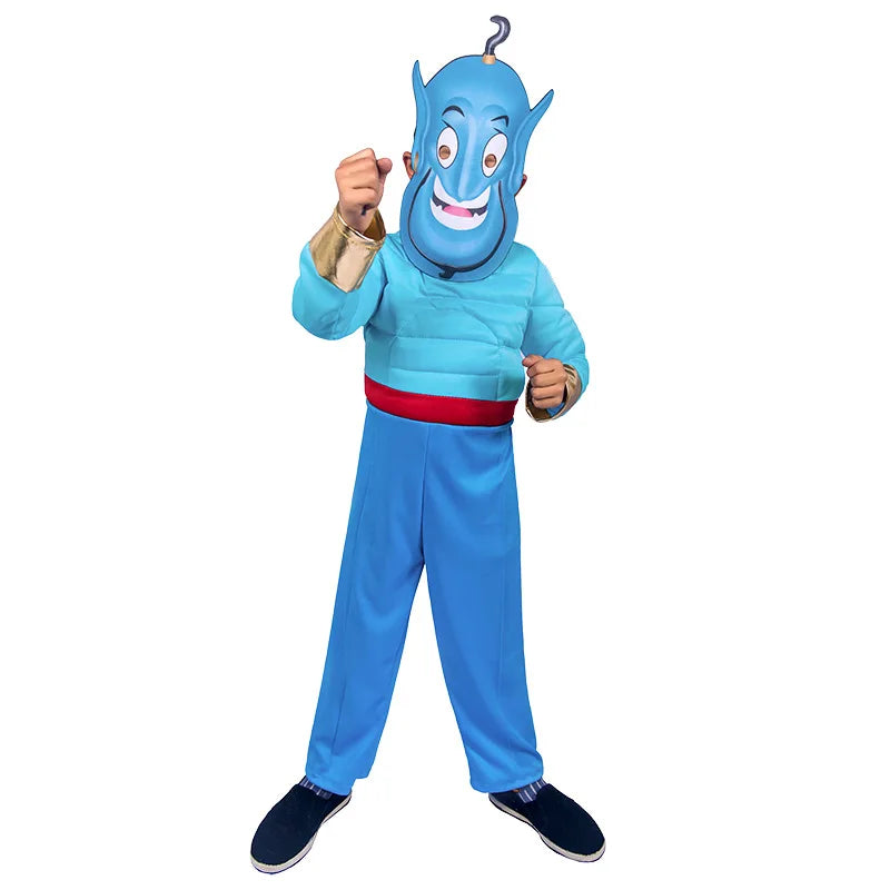 Umorden Arab Fairy Tales Muscle Lamp Genie Costume Child Kids Toddler 2-4Y 4-10Y Book Week Purim Halloween Costumes With Mask