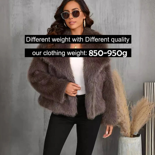 Coat Women Fashion Oversized Turn Down Collar Fluffy Faux Fur Coat Women Vintage Faux Fur Jacket Coats Winter Clothes Women