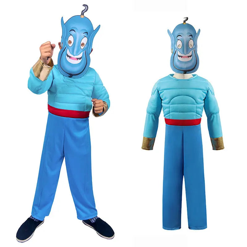 Umorden Arab Fairy Tales Muscle Lamp Genie Costume Child Kids Toddler 2-4Y 4-10Y Book Week Purim Halloween Costumes With Mask