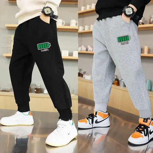 2024 Spring Children Trousers for Boys Kids Cotton Low/Full Battery Casual Sport Long Pants Sweatpants 3 to 14 Years Kids