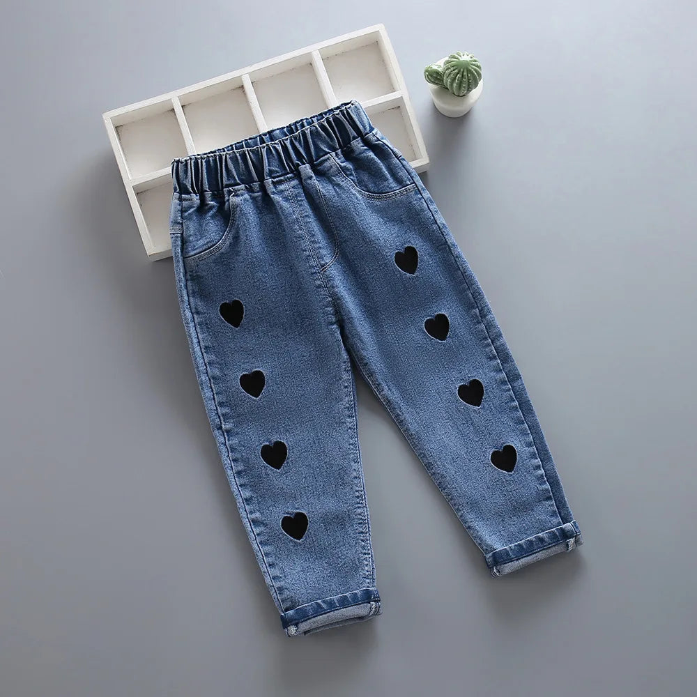 New Spring and Autumn Children Elastic Soft Comfortable Fashion Simple Elastic Boys and Girls Big Children Denim Pants