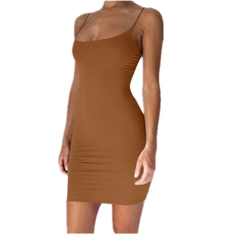 Sexy Spaghetti Strap Mini Dress – Bodycon Club Party Outfit