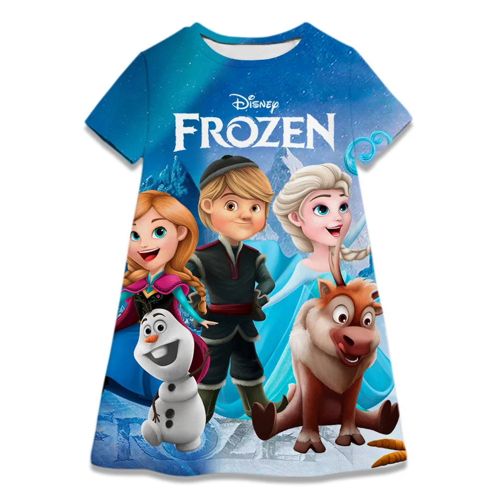 Hot Sale Kids Girl Cosplay Snow Queen Top Disney Frozen Elsa And Anna Princess Dress for 2-8 Years Girls Birthday Party Dresses