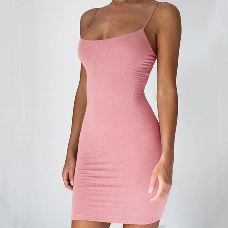 Sexy Spaghetti Strap Mini Dress – Bodycon Club Party Outfit