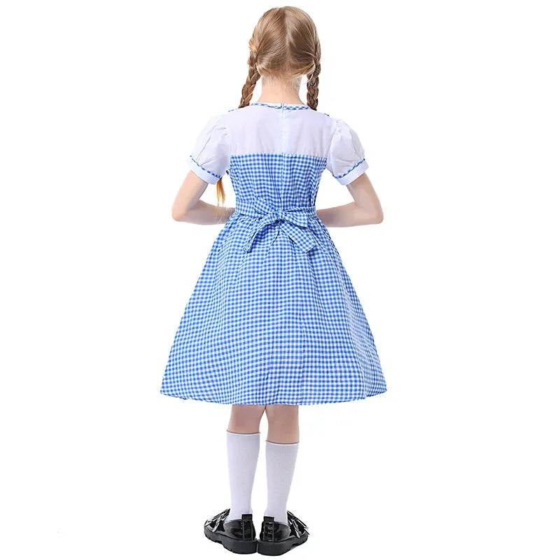 Umorden Blue Gingham Dorothy Costume for Girls Child Kids Farm Dress Short Halloween Book Week Fantasia Costumes