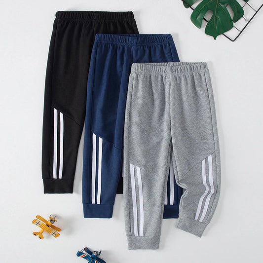 1/3 Pcs Children's Waffle Solid Color Sports Pants Boys Casual Joker Harun Pants Elastic Waist Running Pants Girls Fashion Pants