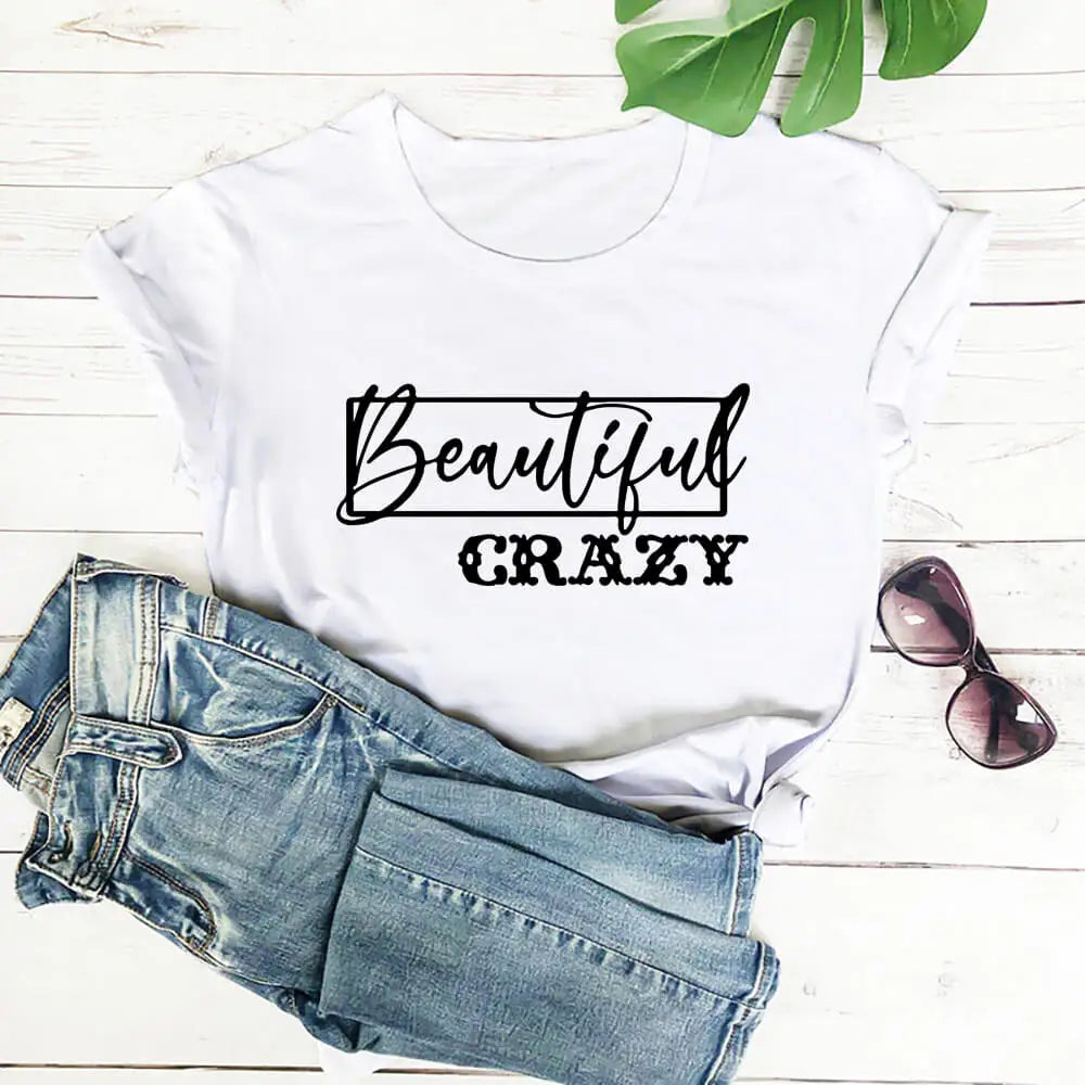 Beautiful Crazy Print Women Tshirt Women's Funny Summer Casual Short Sleeve Top Girls Weekend Shirt Holiday Tee