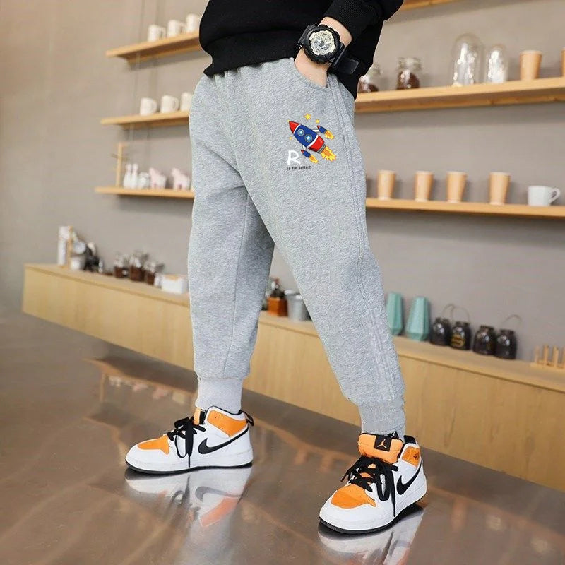 2024 Spring Children Trousers for Boys Kids Cotton Low/Full Battery Casual Sport Long Pants Sweatpants 3 to 14 Years Kids