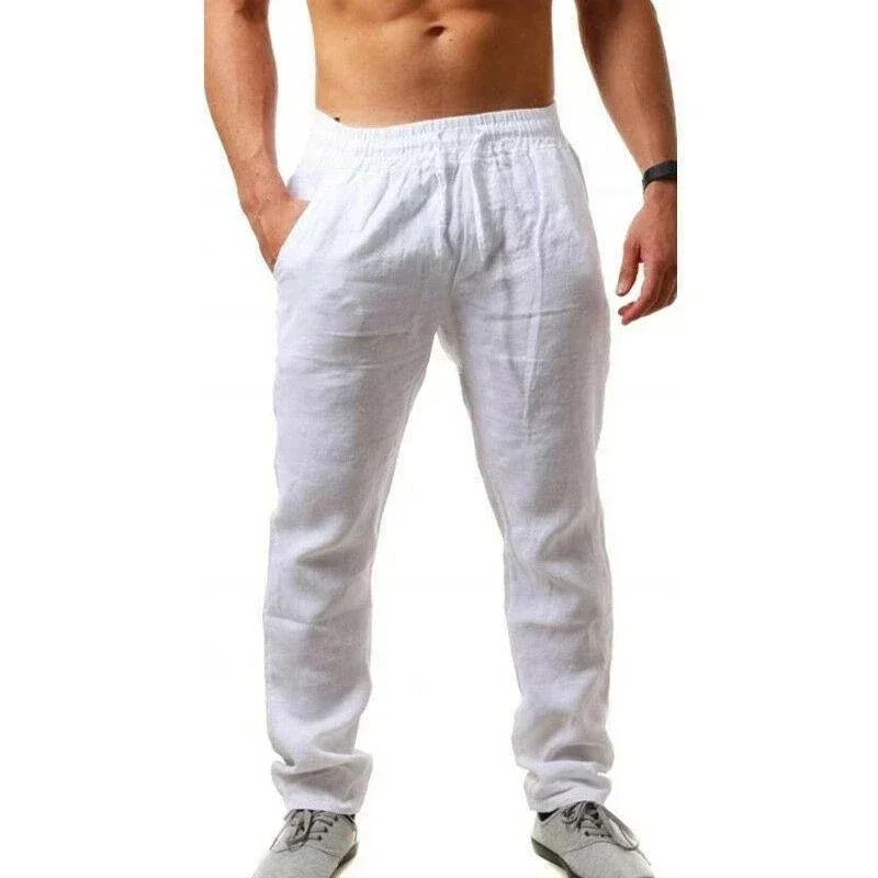 2024 Spring/Summer New Men's Cotton Linen Pants Summer Fashion Casual Solid Color Loose Plus Size M-4XL