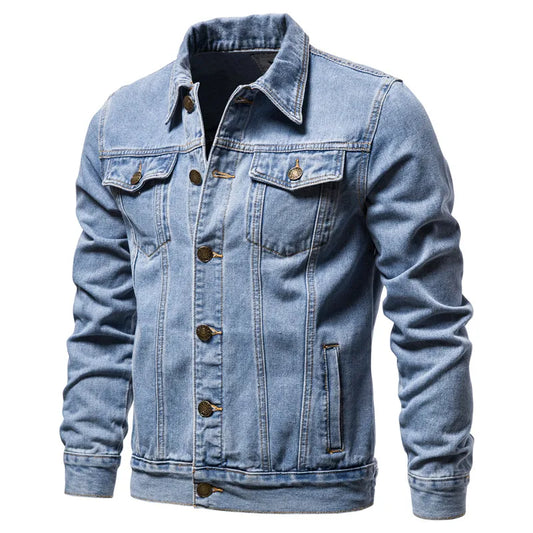 2024 Autumn Men Solid Denim Jackets Fashion Motorcycle Vintage Jeans Jackets Hommes Slim Fit Cotton Casual Black Blue Coats