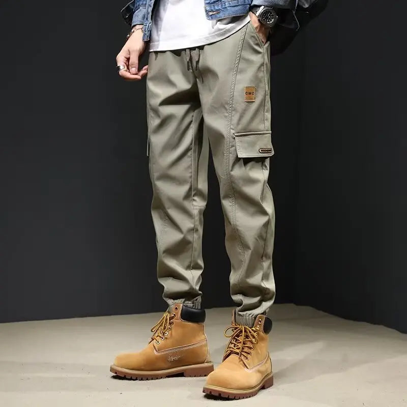 2024 new overalls men spring and fall trend men's casual pants Fashion handsome street style long pants nine-point pants