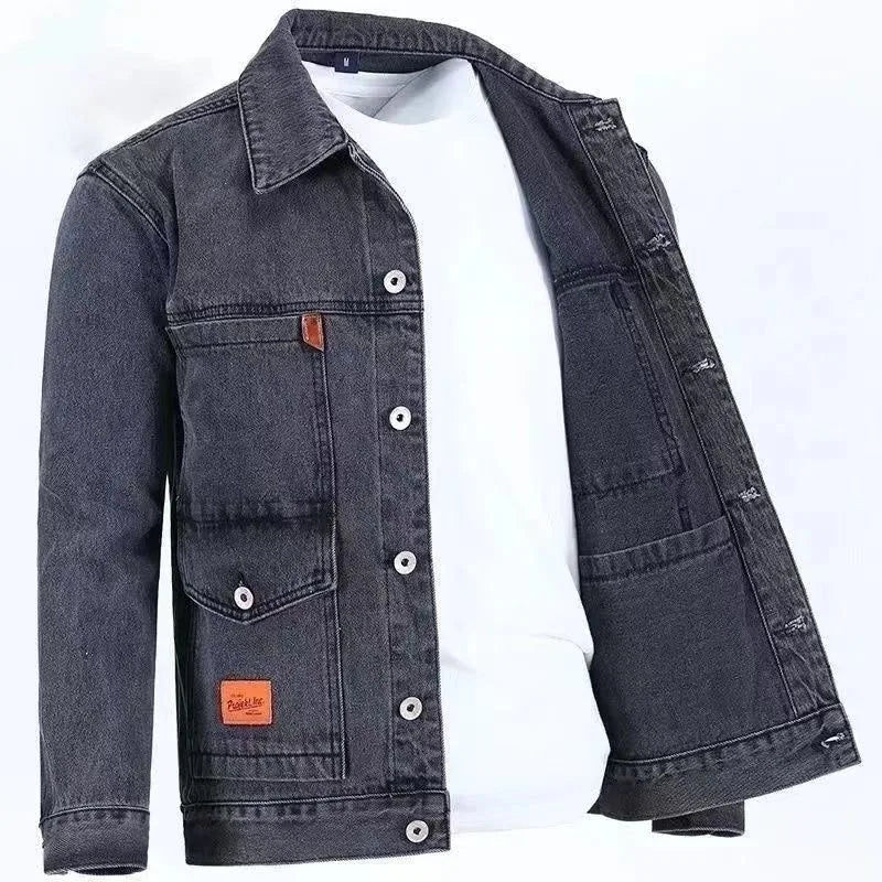 2023 Spring and Autumn New Fashion Trend Solid Color Denim Jacket Men's Casual Loose Comfortable Large Size High Quality Coat