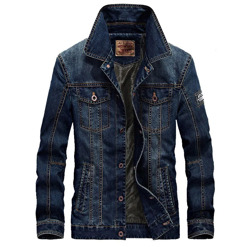 High Quality Men's Denim Jacket Coat 5xl oversized Overcoat Spring Autumn Retro Casual Denim Jacket Men Clothing Outerwear A3F08